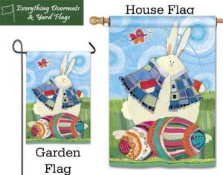 Funny Bunny Breeze Art garden flag or house flag combo image made by Everything Doormats.